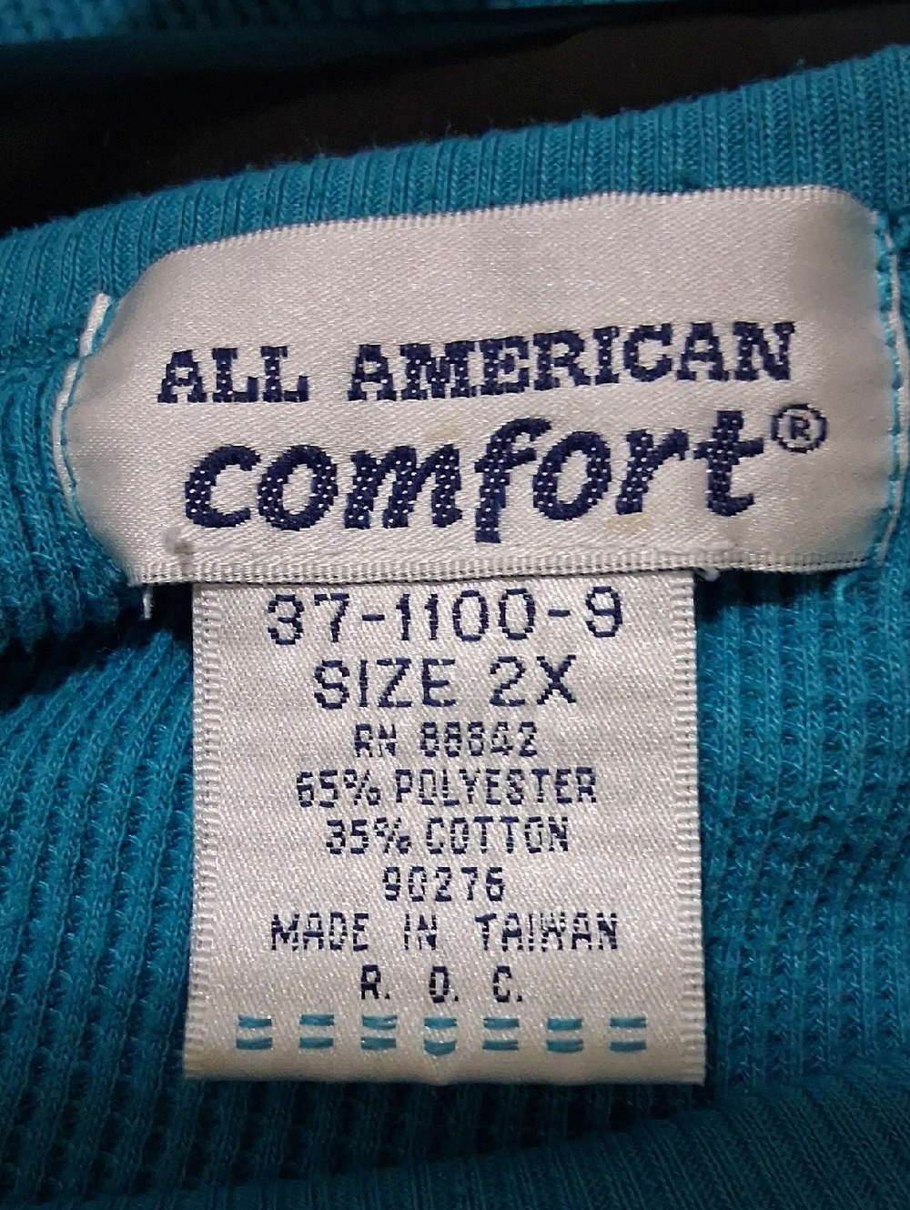 All American Comfort Teal Top Size 2X - Picture 3 of 4
